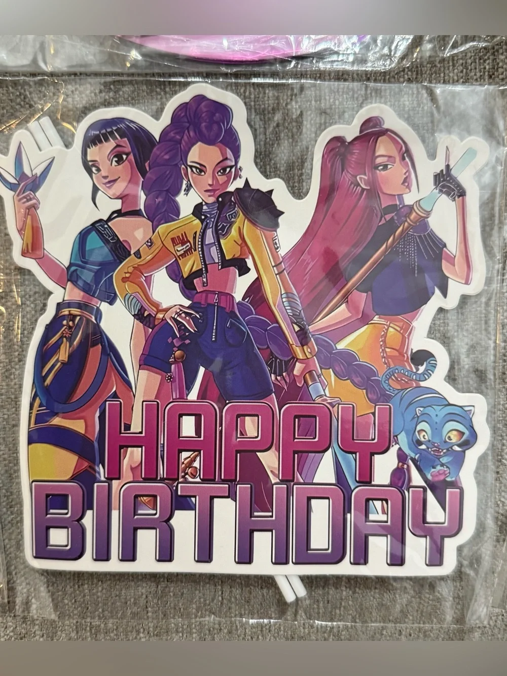 Purple Kpop Demon Hunters Happy Birthday Party Decoration Supplies